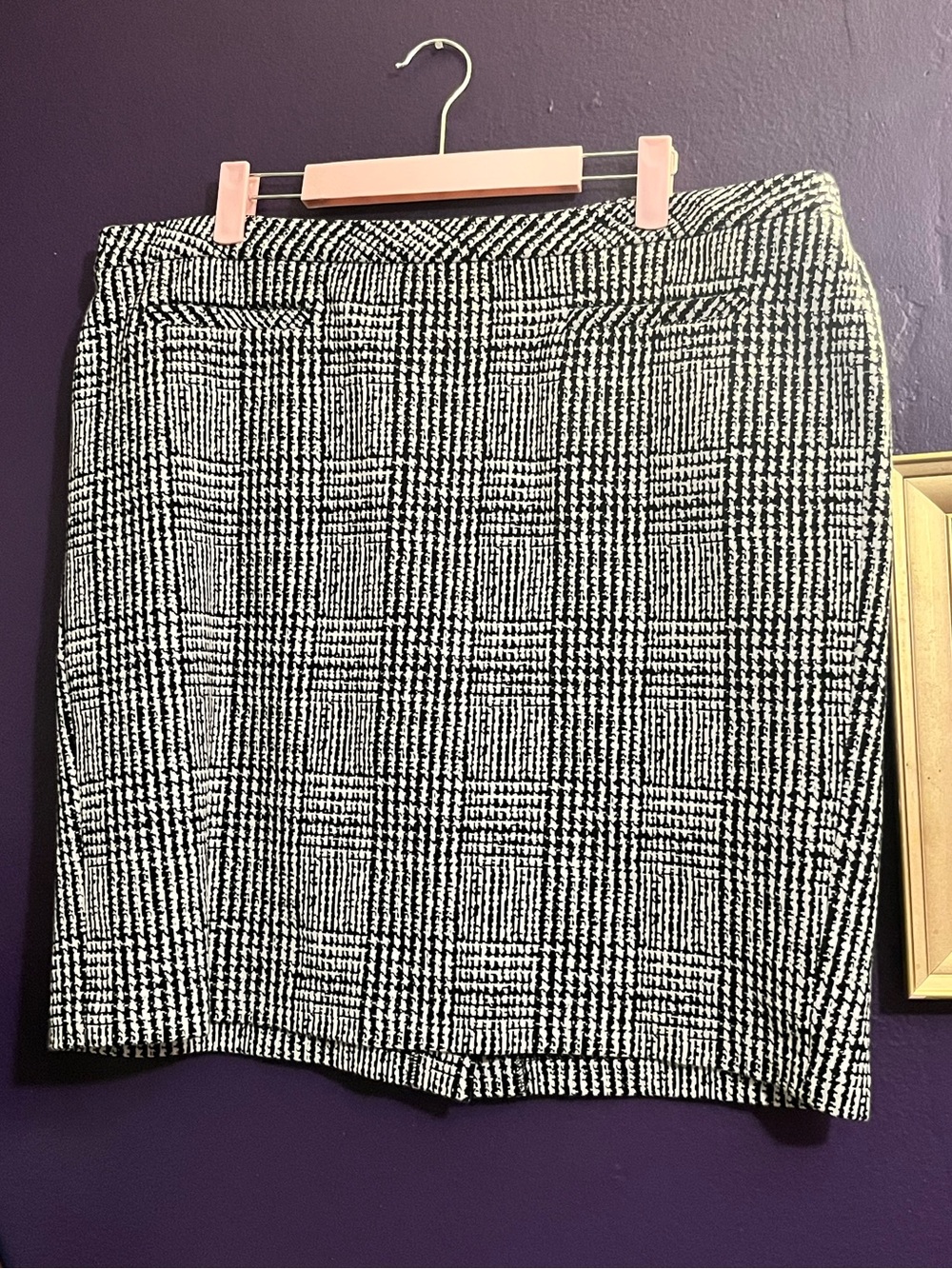 PLUS SIZE Black & White Plaid Pencil Skirt